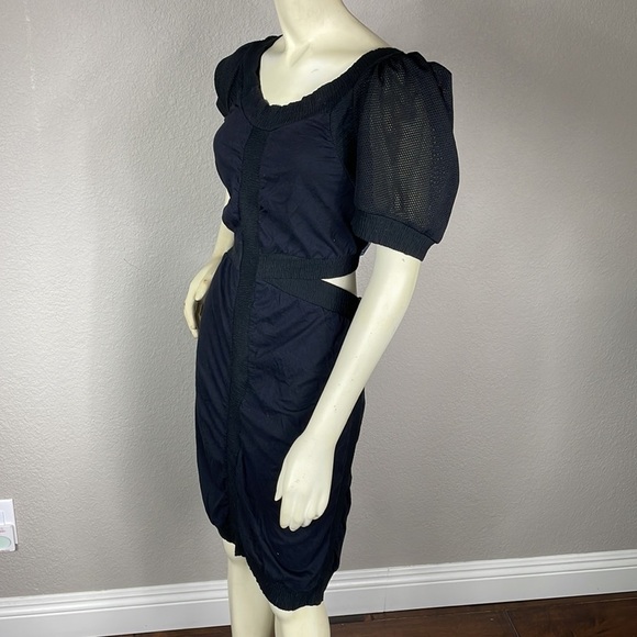 Marc by Marc Jacobs Cutout Back Dress Black Jersey Mesh Fitted Sz M - Picture 4 of 13